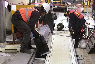 Automotive manufacturing plant conveyor installation